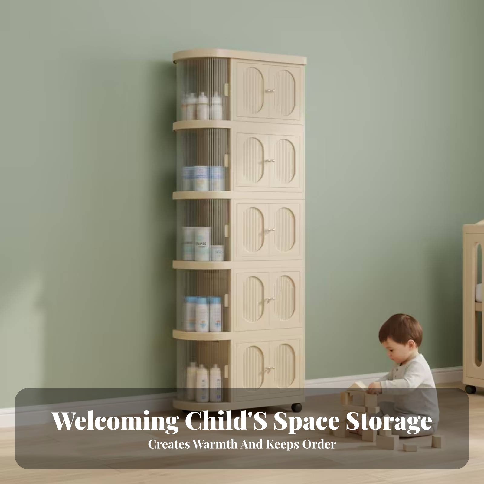 Baby Nursery Shelves - Lemari Bayi 5 Tingkat Warna Beige