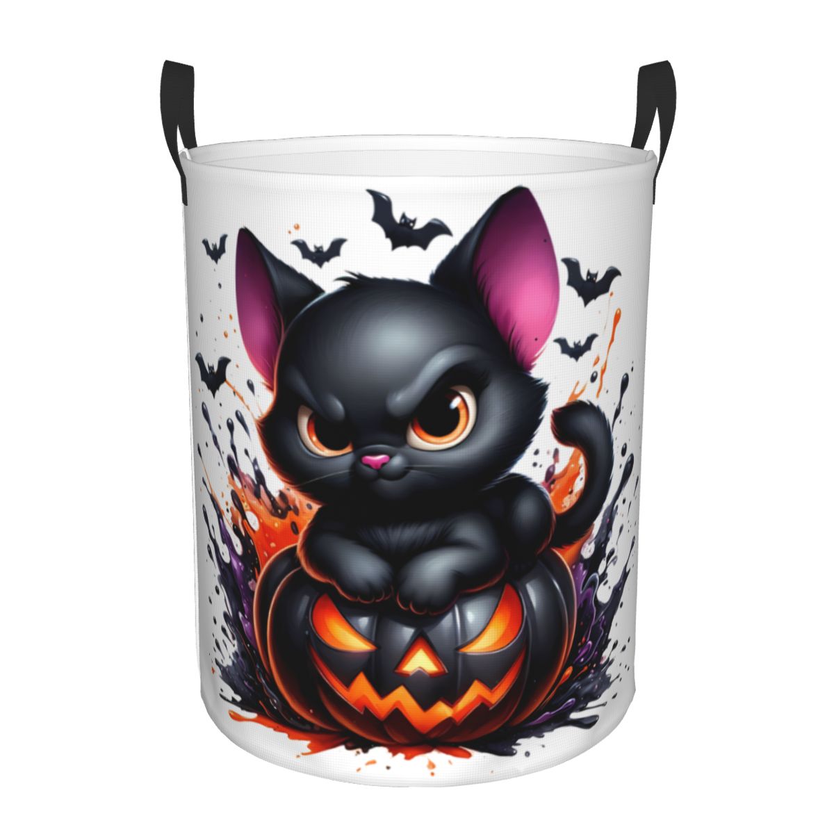 Baby Nursery Hamper - Keranjang Cucian Lipat Halloween Motif Kucing