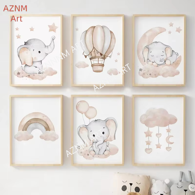 Baby Nursery Home - Poster Bayi Anak-anak Ayunan Awan Bintang