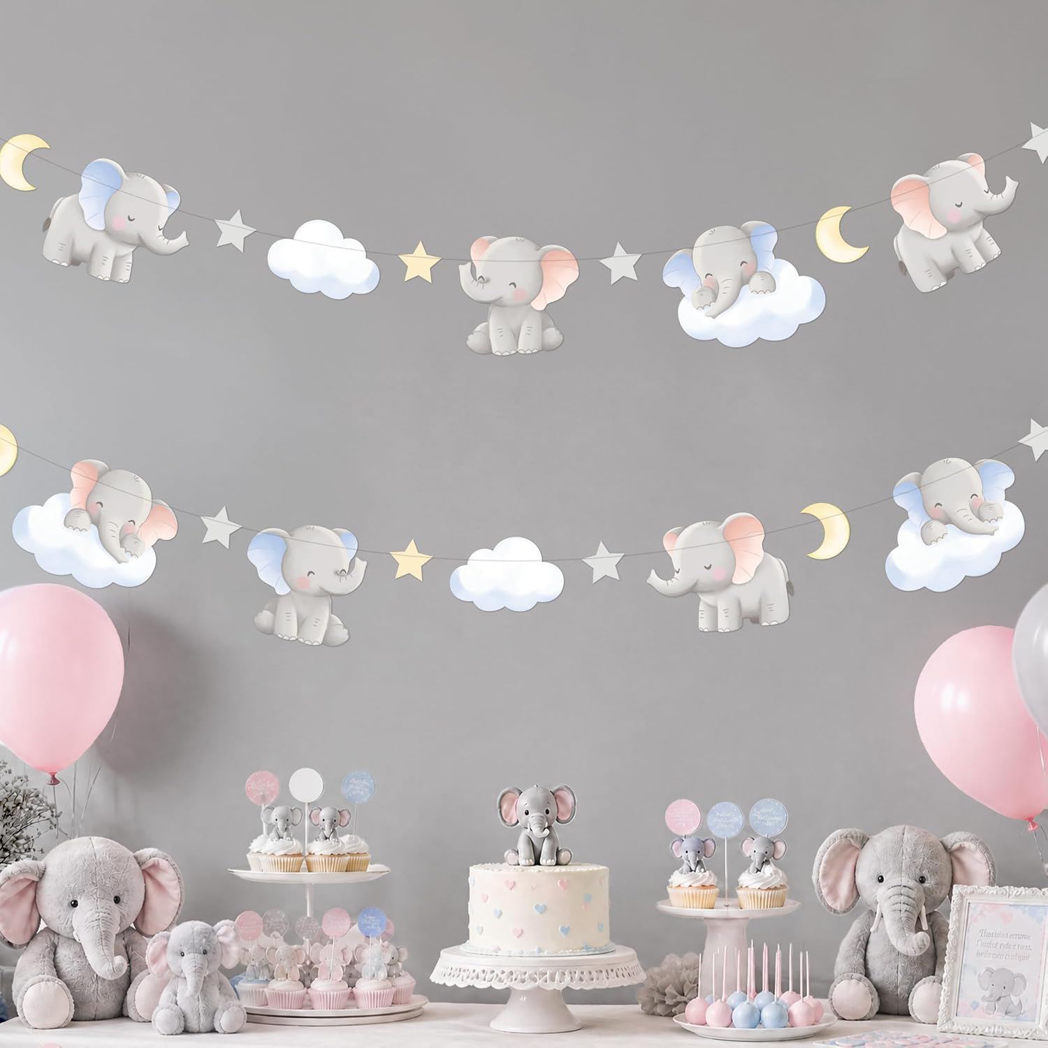 Baby Nursery Garland - 2 Buah Karangan Bunga Gajah Lucu