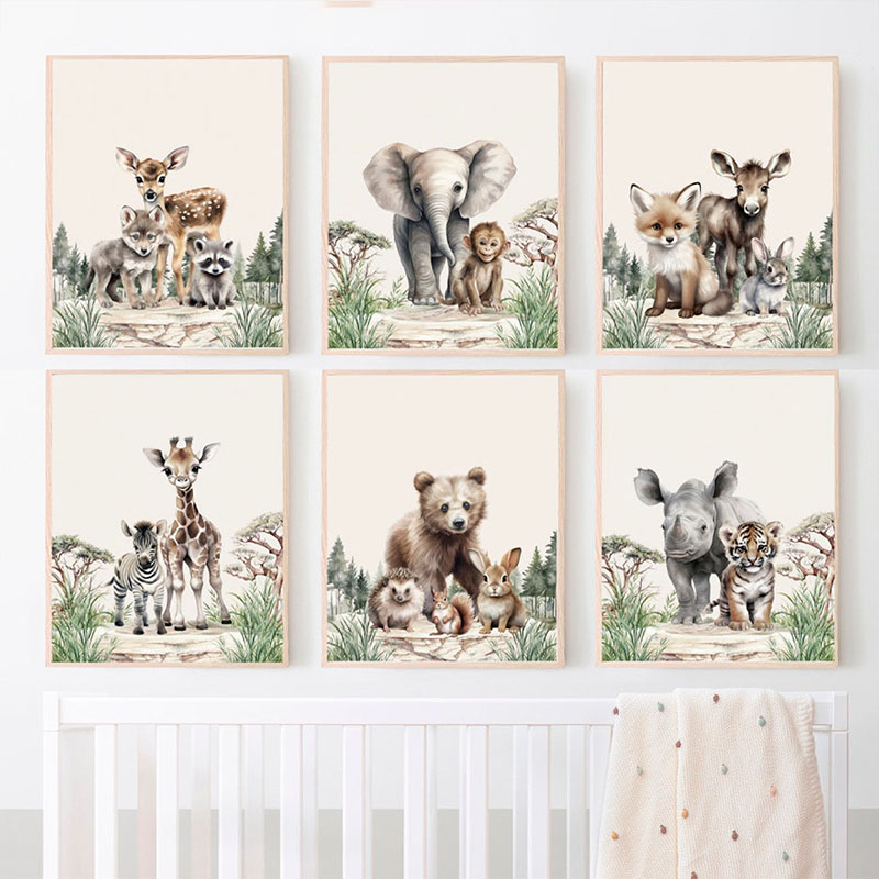 Baby Nursery Picture Frames - 1 Buah (Tanpa Bingkai) Lukisan Kanvas