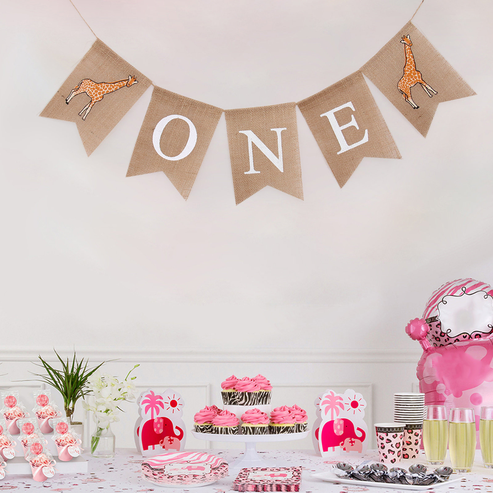 Baby Nursery Garland - Spanduk Linen Motif Jerapah Satu Lembar