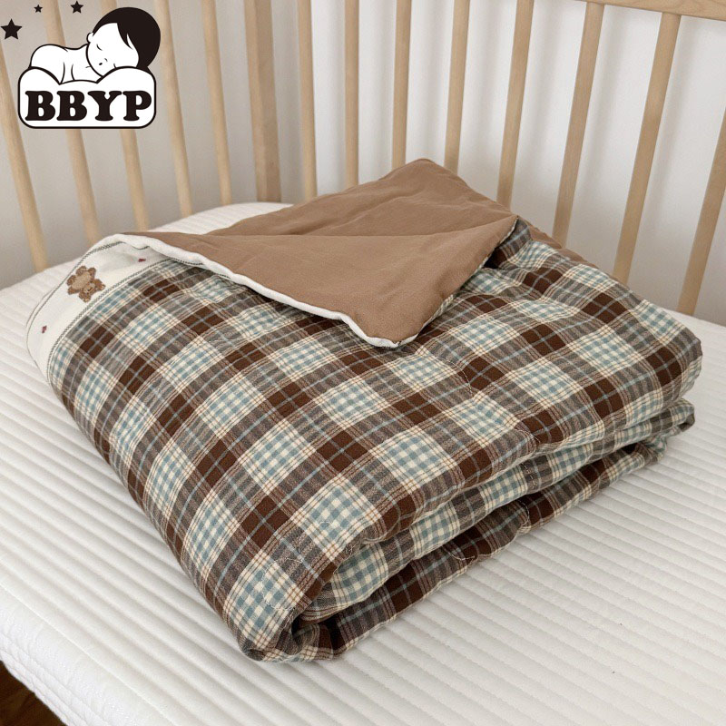 Baby Nursery Bedding - Selimut Linen Kotak Bernapas untuk Anak-Anak
