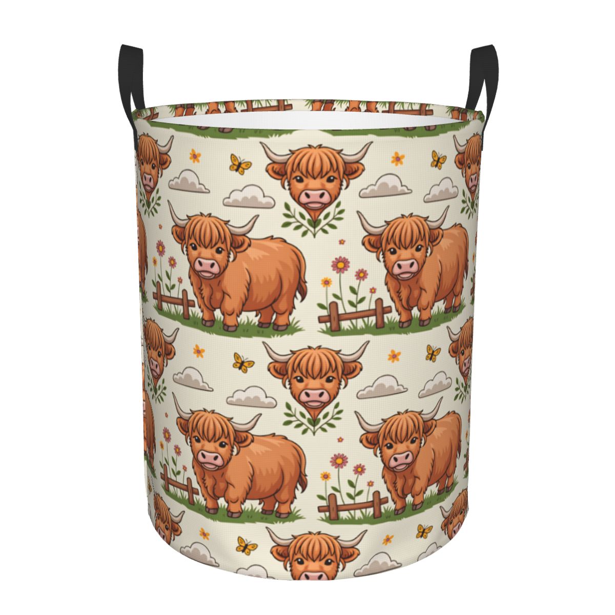Baby Nursery Hamper - Keranjang Cucian Sapi Highland Kartun, Keranjang