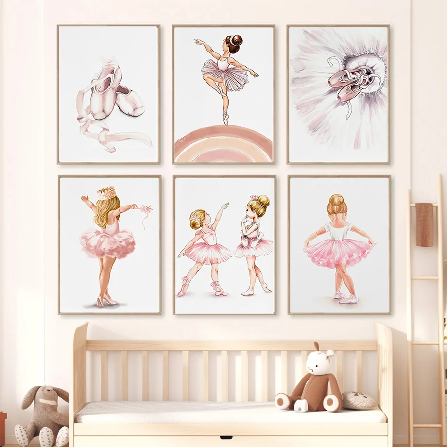 Baby Nursery Picture Frames - (Tanpa bingkai) Lukisan Kanvas Sepatu Balet