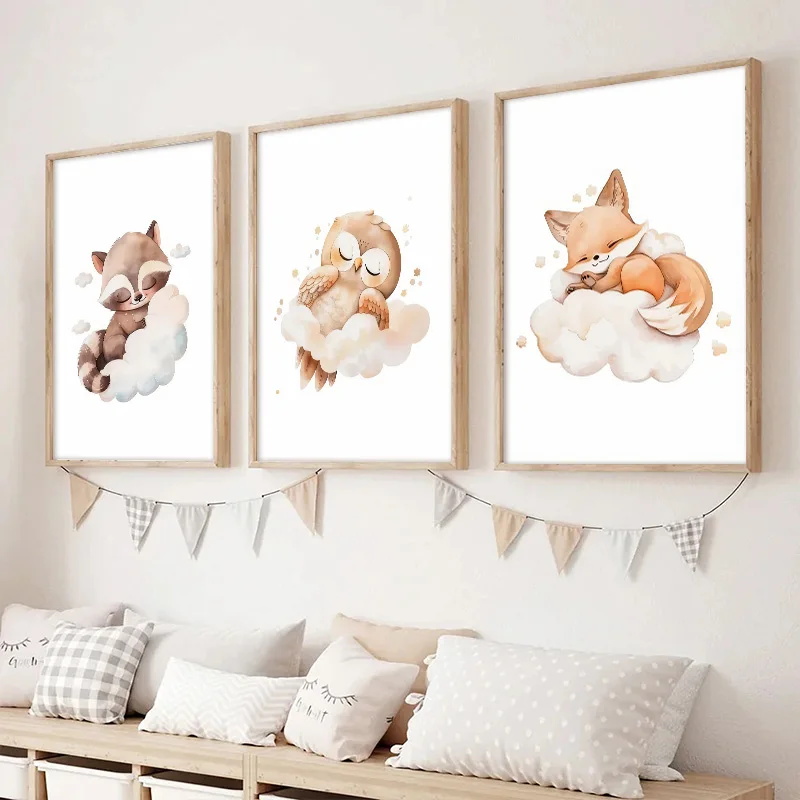 Seni Dinding Lucu Rakun Rubah  - Baby Nursery Picture Frames ulasan dan harga