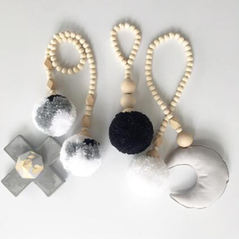 Manik-manik Kayu Rumbai Bola G - Baby Nursery Garland ulasan dan harga