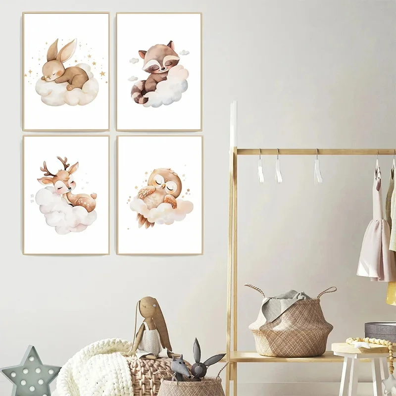 Lukisan Kanvas Hewan Awan Kart - Baby Nursery Picture Frames ulasan dan harga