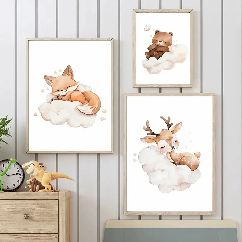Lukisan Kanvas Hewan Awan Kart - Baby Nursery Picture Frames ulasan dan harga