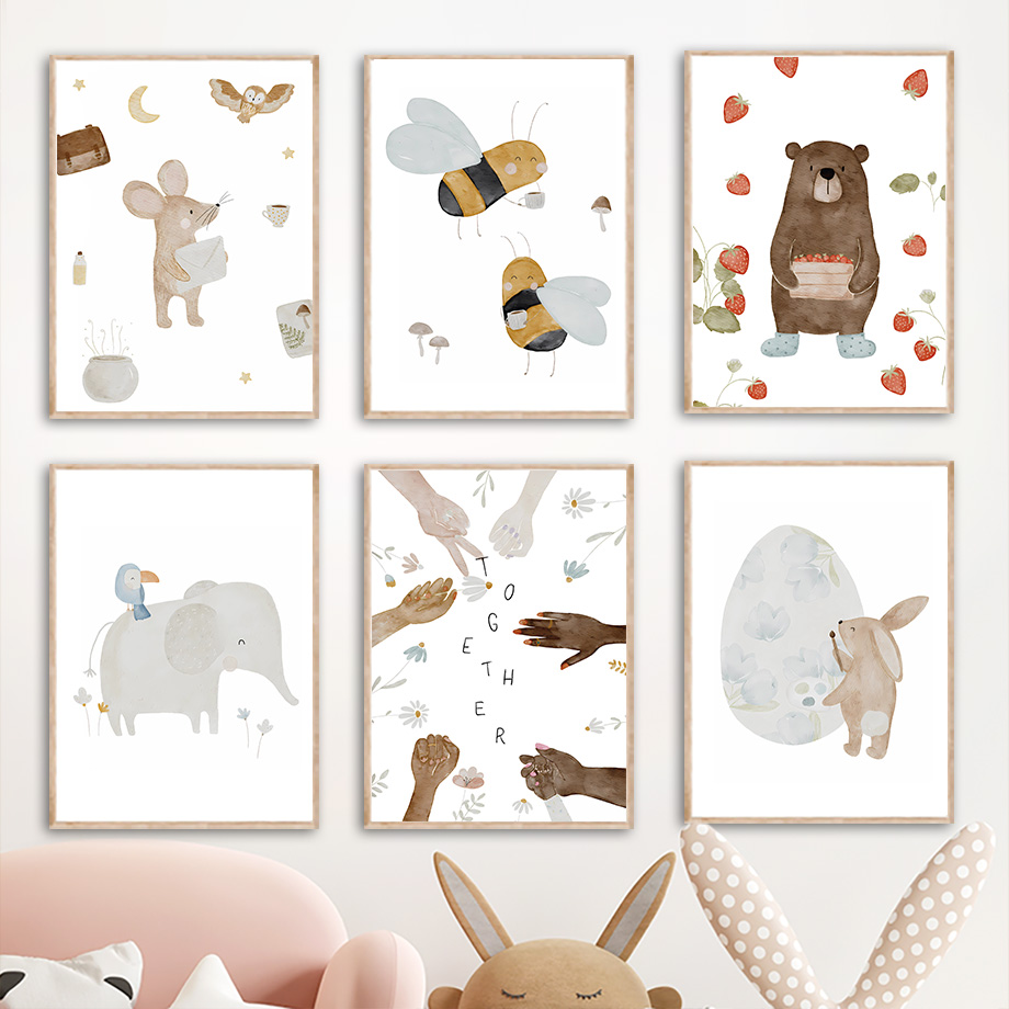 Poster dan Cetakan Hewan Teman - Baby Nursery Home ulasan dan harga