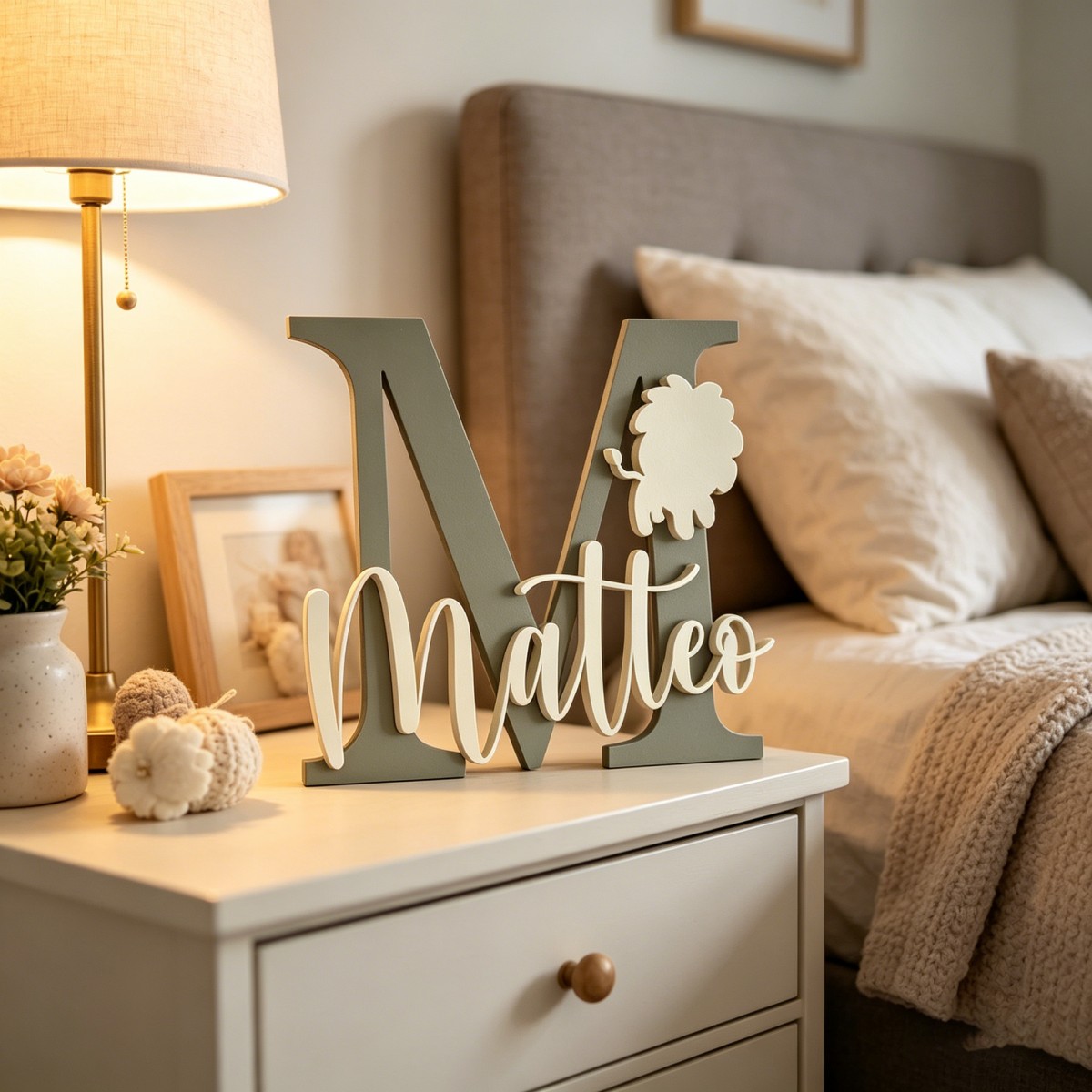 1 Buah Plakat Nama Kayu Inisia - Baby Nursery Home ulasan dan harga