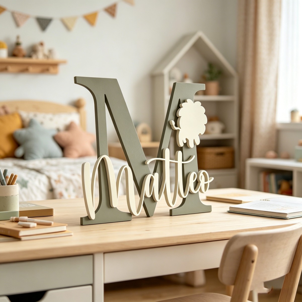 1 Buah Plakat Nama Kayu Inisia - Baby Nursery Home ulasan dan harga