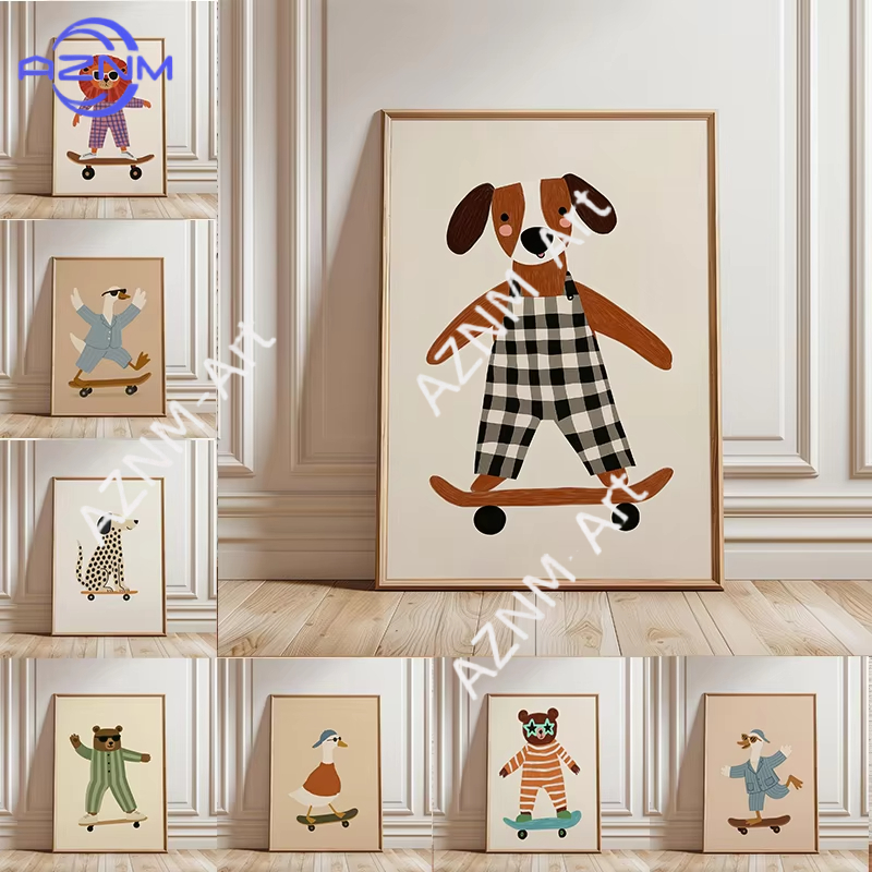 1 Buah Poster Skateboard Hewan - Baby Nursery Home ulasan dan harga