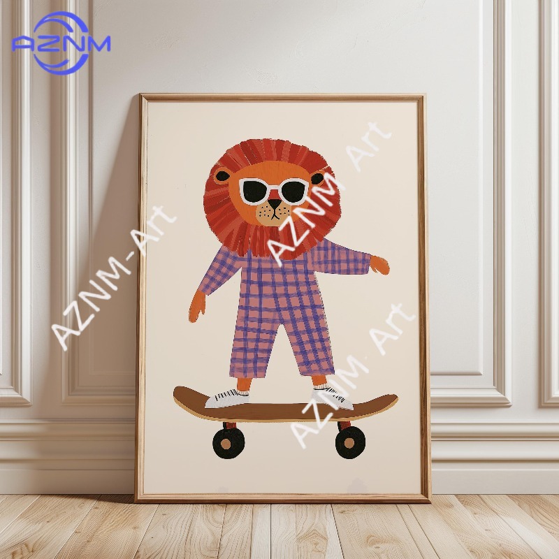 1 Buah Poster Skateboard Hewan - Baby Nursery Home ulasan dan harga