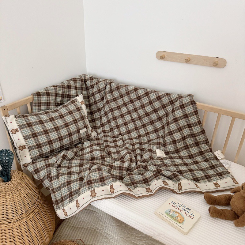 Selimut Linen Kotak Bernapas u - Baby Nursery Bedding ulasan dan harga