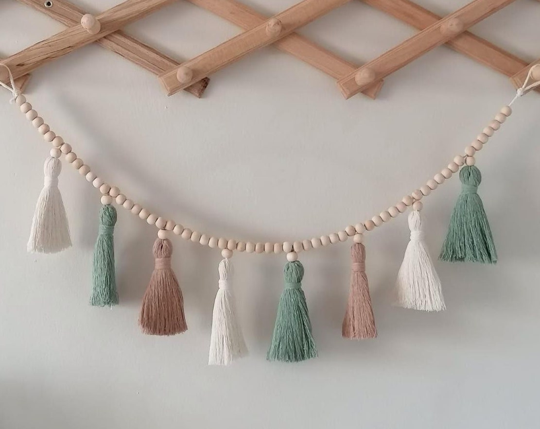 Karangan bunga Macrame rumbai, - Baby Nursery Garland ulasan dan harga