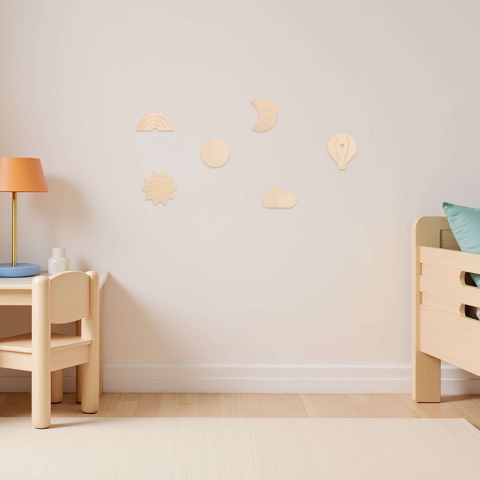 6 Buah Stiker Dinding Kayu Tem - Baby Nursery Hot Air Balloon Theme ulasan dan harga