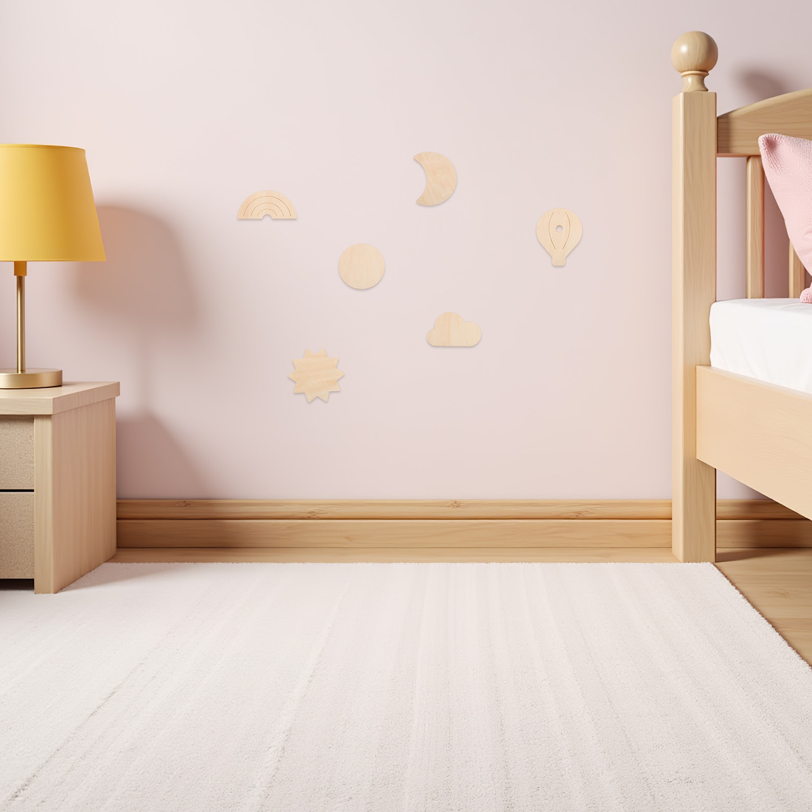 6Pcs Stiker Dinding Kayu Tema  - Baby Nursery Hot Air Balloon Theme ulasan dan harga
