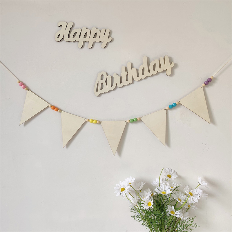 Bendera Garland Segitiga Kayu  - Baby Nursery Garland ulasan dan harga